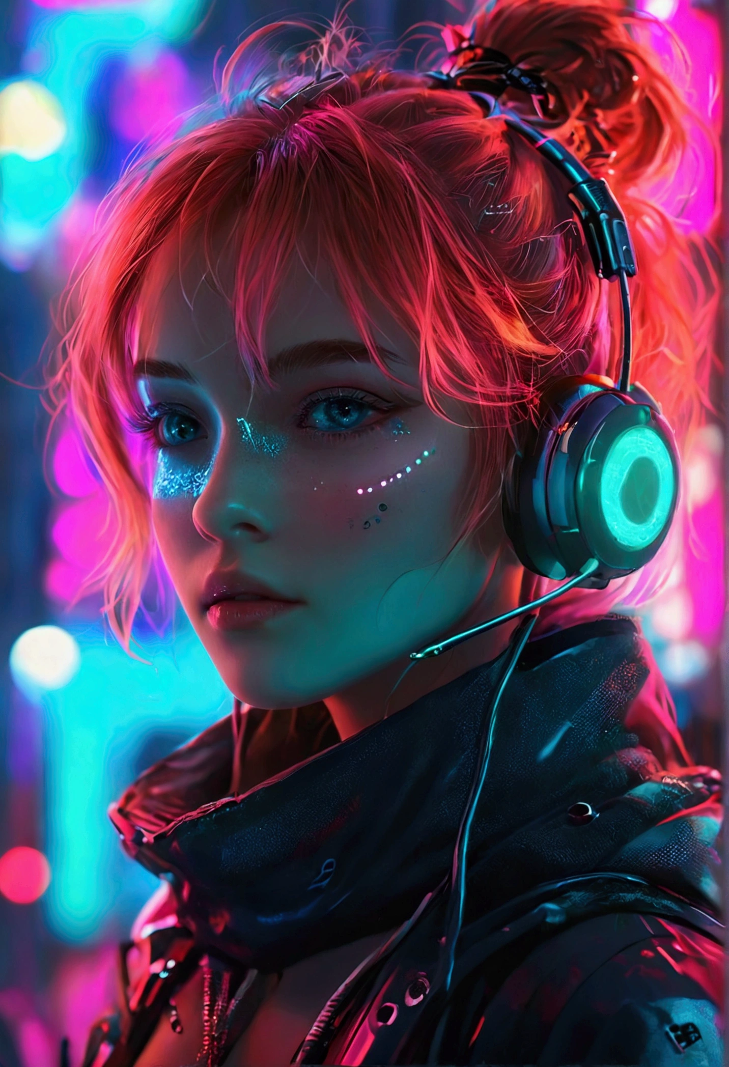 ((Beautiful girl holding a mobile phone in her hand)) 4K 8K:: Realistic::4. Cyberpunk::1 --v 4 --Quality 2