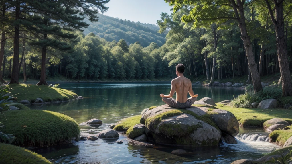 In this serene and introspective scene, Miyamoto Musashi, the legendary Japanese swordsman and philosopher, sits in a tranquil meditative pose. His eyes are closed, and his expression is one of profound inner peace. The air is filled with stillness, and cherry blossom petals gently float around him, adding to the sense of harmony and serenity. In this moment of meditation, Musashi delves into the depths of his being, seeking clarity and understanding. This evocative image captures the fusion of his warrior spirit with the pursuit of inner enlightenment, inviting viewers to embrace the transformative power of meditation and self-reflection.