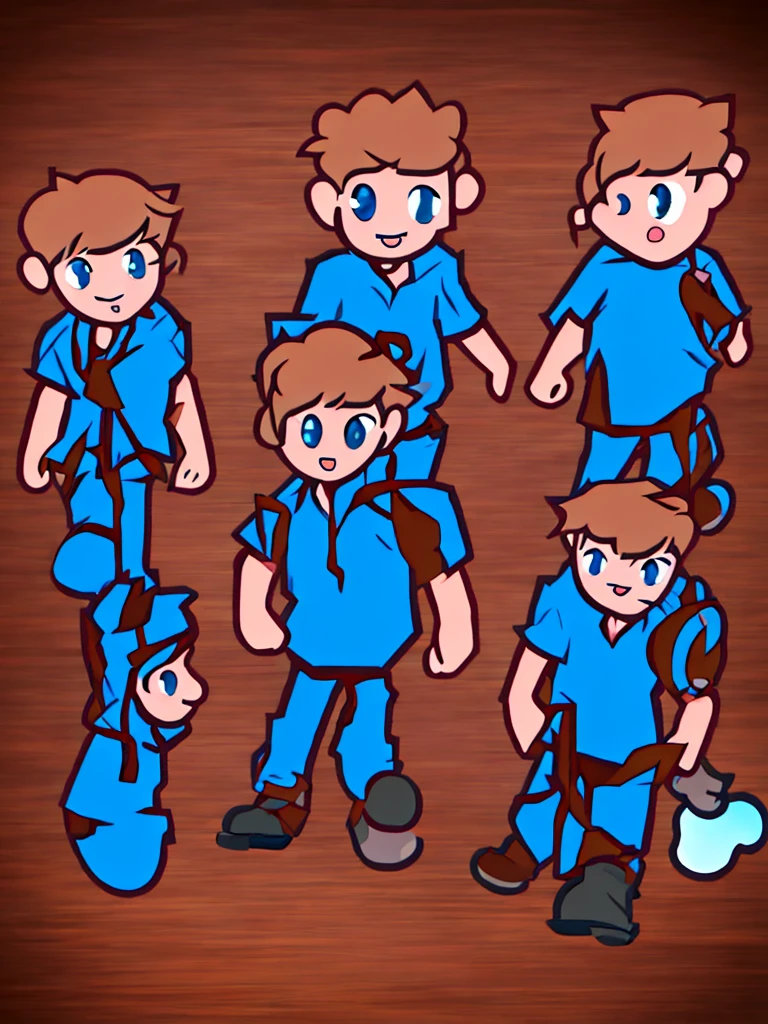 (((Full Body))) (((Twins))) ((Detailed)) They are boy -year-oldh blo and short hair. One has an smile. Another one appears serious. Both are dressed in practical survival gear with a pragmatic touch.