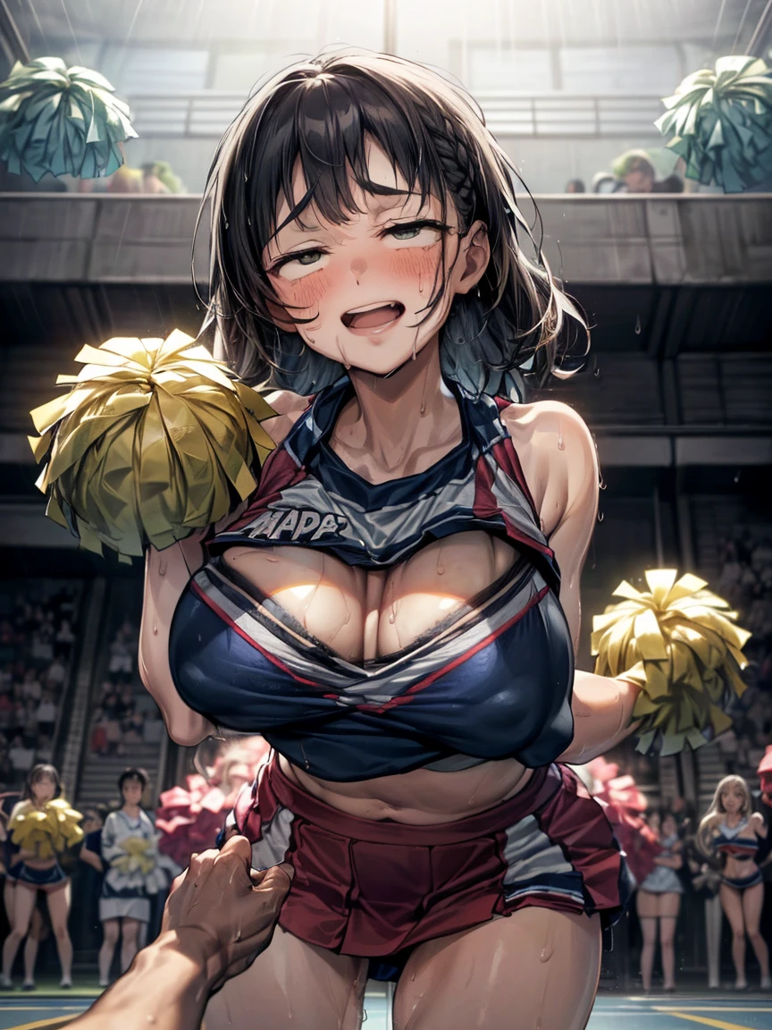 (Very tiny girl rides guy perfectly:1.5)、(Petite girl riding:1.3)、(Big Breasts:2)、(eyes half closed:1.9)、(Grin:1.1)、(The body shakes violently)、8K resolution、 ((Highest quality))、Anatomically correct、(Cheerleader:1.9)、((Hasselblad Photos))、[:(Detailed face:1.2):0.2]、(heavy rain:1.5)、(Sweaty:1.6)、(View from below:1.6)、(braid one's hair:1.5)、(Loss of strength from the body:1.3)、(呻吟)、(Jump:1.6)、(Surrounded by a lot of middle-aged men:1.6)、(Upper Body:1.9)、(Leaning forward:1.6)、(rape:1.6)、(Groping the chest:1.6)