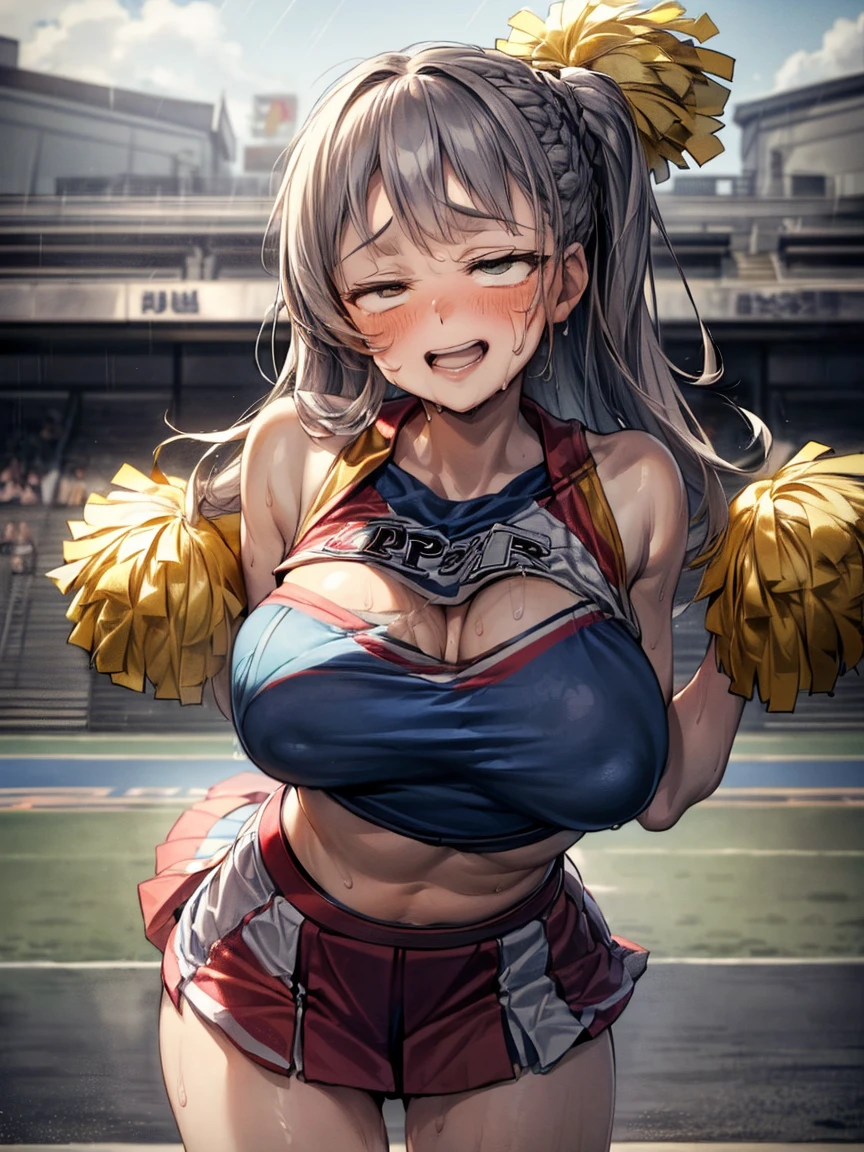 (Very tiny girl rides guy perfectly:1.5)、(Petite girl riding:1.3)、(Big Breasts:2)、(eyes half closed:1.9)、(Grin:1.1)、(The body shakes violently)、8K resolution、 ((Highest quality))、Anatomically correct、(Cheerleader:1.9)、((Hasselblad Photos))、[:(Detailed face:1.2):0.2]、(heavy rain:1.5)、(Sweaty:1.6)、(View from below:1.6)、(braid one's hair:1.5)、(Loss of strength from the body:1.3)、(呻吟)、(Jump:1.6)、(Surrounded by a lot of middle-aged men:1.6)、(Upper Body:1.9)、(Leaning forward:1.6)、(rape:1.6)、(Groping the chest:1.6)