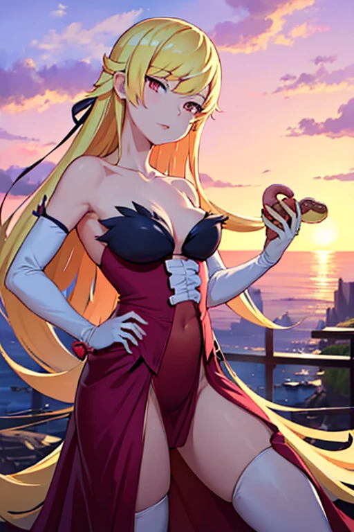 (Highest quality, masterpiece),4K, Kiss Shot Acerola Orion Heart Under Blade,Strange Stories、Alluring、No correction、Uncut、 System、、I love donuts、Flying with donuts、Fantasy World、Colorful Sky、