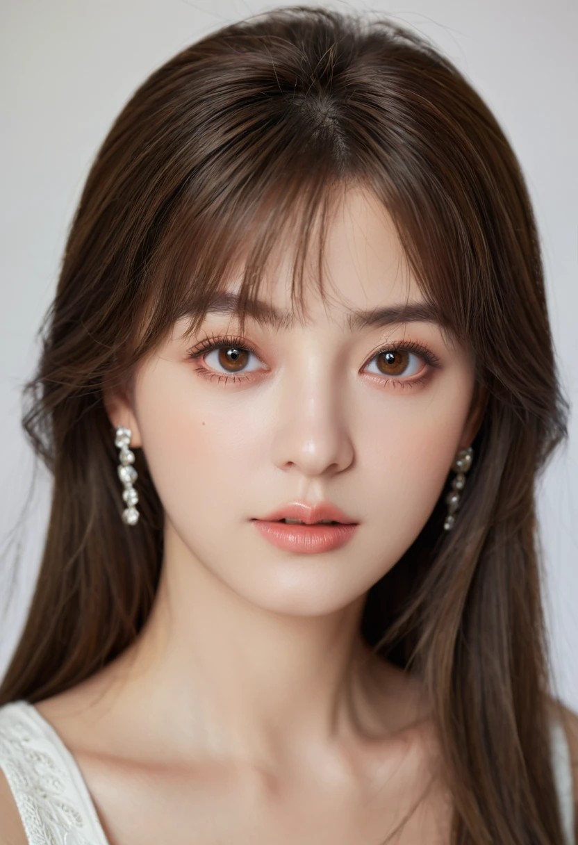 best quality, masterpiece, (realistic:1.2), 1 girl, brown hair, brown eyes,Front, detailed face, beautiful eyes