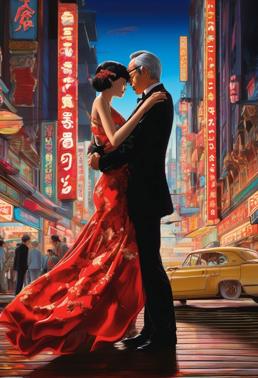 (artwork:Otomo Katsuhiro)
8K, High resolution, A complex and intricate masterpiece, (Summer vacation:1.2), (Skeleton men and women dancing ballroom dance、Male skeleton wearing a black suit、The female skeleton is wearing a red dress、Two people in love、 Organic Shapes, Hard Edge, Anatomically correct body, Ultra-realistic, elegant,Cinema Lighting, Very detailed, Vibrant colors, Octane Rendering、Unreal atmosphere, Award-winning works, Bright and rich colors, iridescent accents, Dramatic Shadows,Dynamic and atmospheric lighting, Anamorphic Lens, Sharp focus, Otomo Katsuhiroによる精緻で緻密な傑作, Katsuhiro Otomo STYLE,