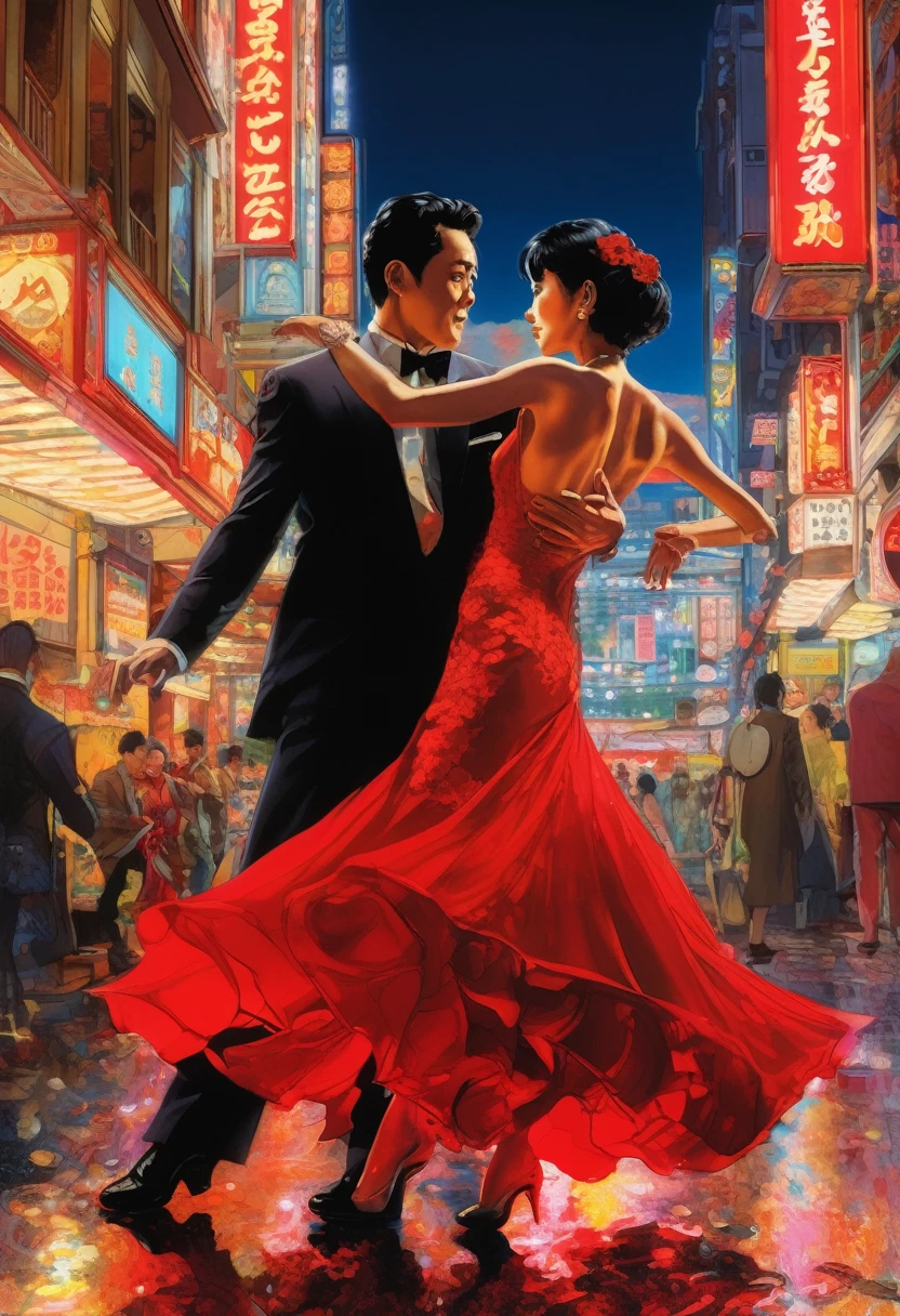 (artwork:Otomo Katsuhiro)
8K, High resolution, A complex and intricate masterpiece, (Summer vacation:1.2), (Skeleton men and women dancing ballroom dance、Male skeleton wearing a black suit、The female skeleton is wearing a red dress、Two people in love、 Organic Shapes, Hard Edge, Anatomically correct body,  Ultra-realistic, elegant,Cinema Lighting, Very detailed, Vibrant colors, Octane Rendering、Unreal atmosphere, Award-winning works, Bright and rich colors, iridescent accents, Dramatic Shadows,Dynamic and atmospheric lighting, Anamorphic Lens, Sharp focus, Otomo Katsuhiroによる精緻で緻密な傑作, Katsuhiro Otomo STYLE, 