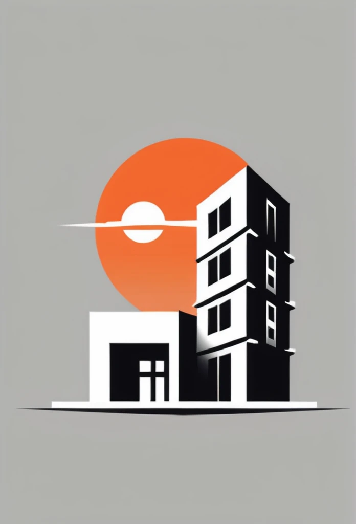 a stylish logo for the construction industry

Logo of a square low-rise building that is long next to a Japanese one-story building

Pretty cool
chic and modern design

The orange sunset is withering in the building's design sky

use gray as one's logo


A logo with a cool Japanese-style square office in a circle-shaped logo

The logo is monotone in white, black and gray

Only the sky above the house is designed to be orange

White background