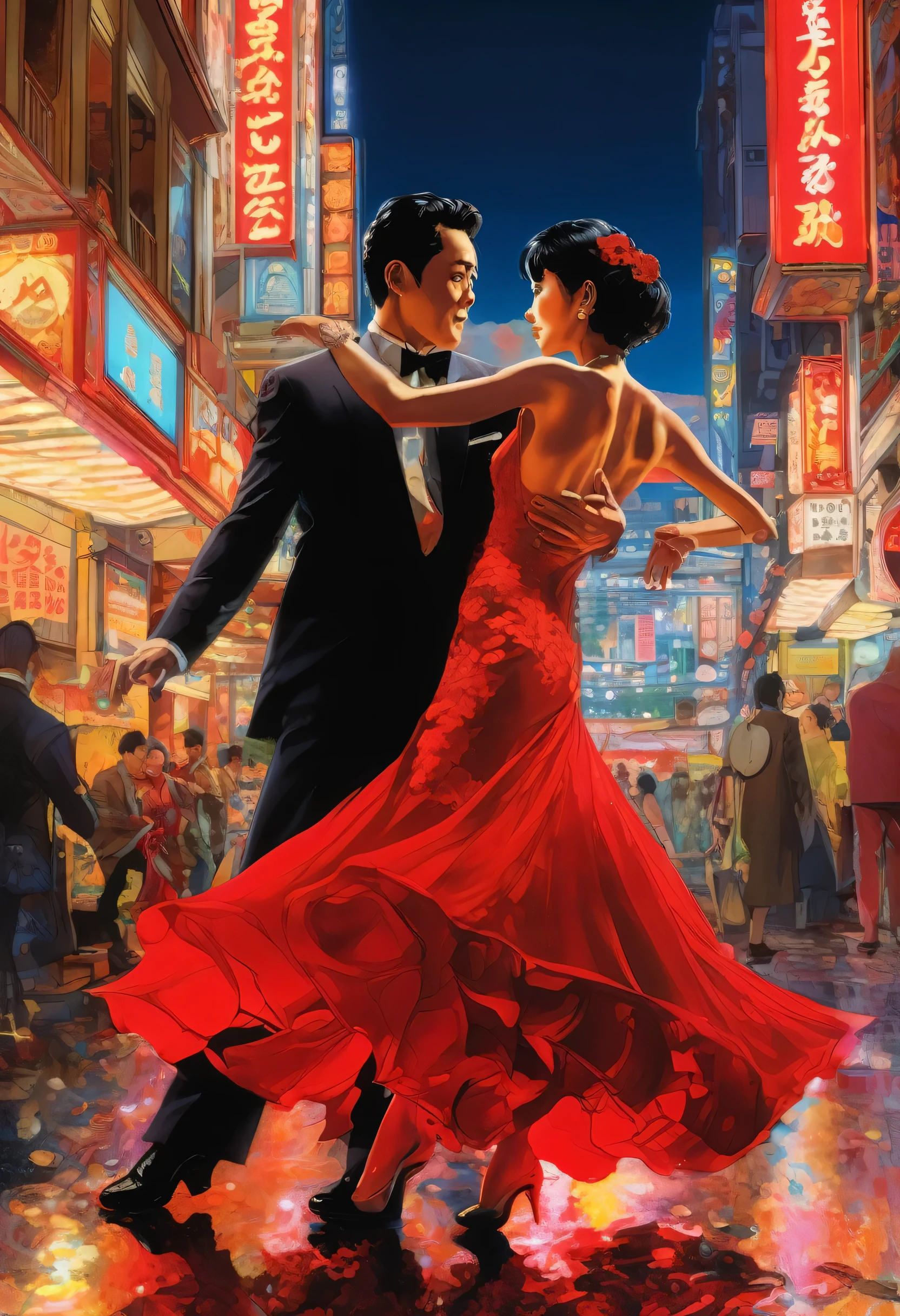 (artwork:Otomo Katsuhiro)
8K, High resolution, A complex and intricate masterpiece, (Summer vacation:1.2), (Skeleton men and women dancing ballroom dance、Male skeleton wearing a black suit、The female skeleton is wearing a red dress、Two people in love、 Organic Shapes, Hard Edge, Anatomically correct body,  Ultra-realistic, elegant,Cinema Lighting, Very detailed, Vibrant colors, Octane Rendering、Unreal atmosphere, Award-winning works, Bright and rich colors, iridescent accents, Dramatic Shadows,Dynamic and atmospheric lighting, Anamorphic Lens, Sharp focus, An intricate and detailed masterpiece by Otomo Katsuhiro, Katsuhiro Otomo STYLE, 