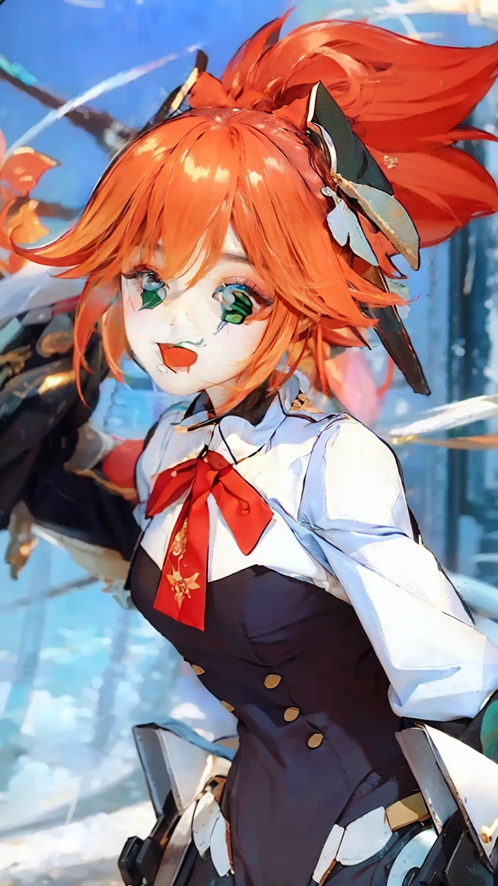 (RAW photo, best quality), (realistic, photo-realistic:1.3),best quality,highly detailed,masterpiece,ultra-detailed,illustration,1girl,upper_body,dynamic angle,world masterpiece theater,messy_long_hair,best quality,extremely detailed CG unity 8k wallpaper,ink,Amazing,cinematic lighting,lens_flare, dunhuang_style