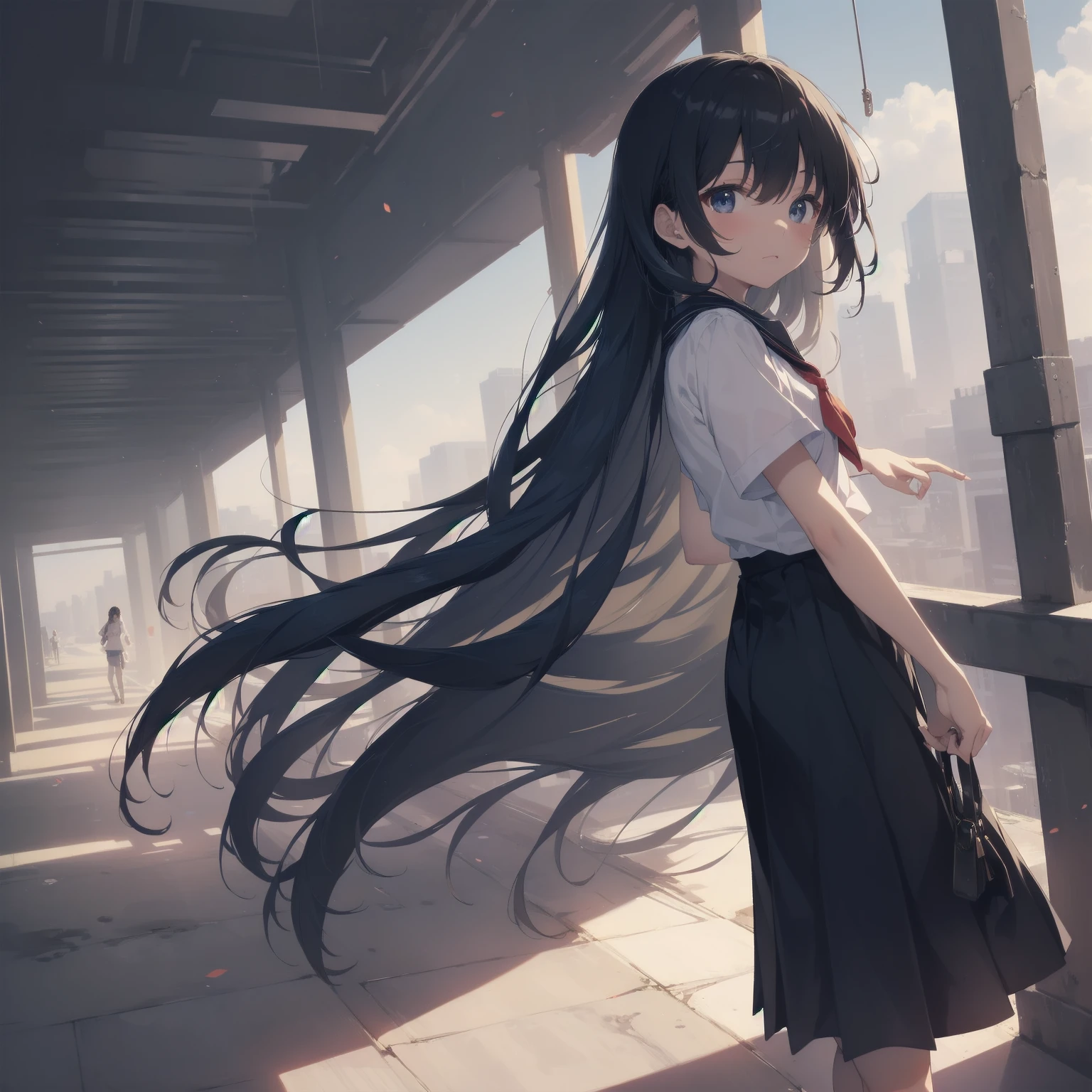ultra-absurdres-Top quality by artist God, ultra-detailed, high resolution, anime moe artstyle, best anime 8k konachan wallpaper, pixiv contest winner, pool:2810, perfect anatomy,break, 1girl, (Please draw a girl walking sleepily to school alone. )break,(Solo,little female, 13-year-old:1.3),Full limbs, complete fingers,a junior high school student, (very short hair), short cut, flat chest, , small butt, small black eyes, beautiful detailed eyes, well-proportioned iris and pupils, expressive eyes, highres detailed hair, soft expression, salor school_uniform, sailor collar, serahuku, bow, pleated skirt,(Detailed Lighting), (Detailed background), in the School commute route. break,super detailed skin, Best cinematic lighting powered by famous artist, 8k,beauty illustration,photoshop_(medium),very aesthetic,break,((artist:miyo_(ranthath) )), artist:clamp ,artist:carnelian ,artist:kantoku ,
