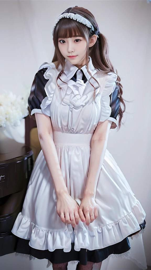 ((Masterpiece,Highest quality,Highest quality,8K,16K,Ultra-high resolution,極めてdetailed,detailed)),(Japanese,Maid,Servant),Beauty,Slender,sexy,D Cup,Narrow waist,Long, slender legs,Bedroom,Large windows,Curtains fluttering in the wind,