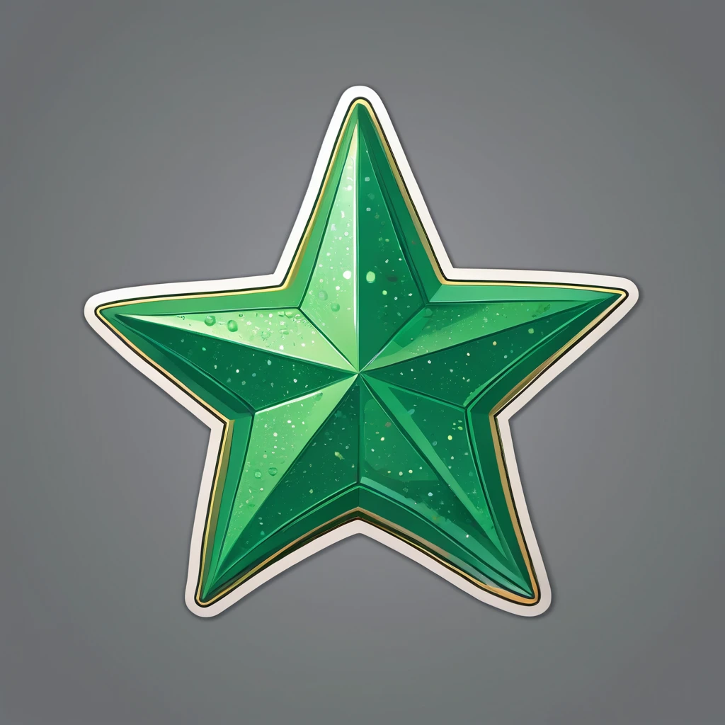 (a sticker,),(3D cartoon green star), ultra - detailed, Detailed diagram, vectorized, 8K, Professional a sticker design, Graphic design, vector lines, a sticker, Full-HD