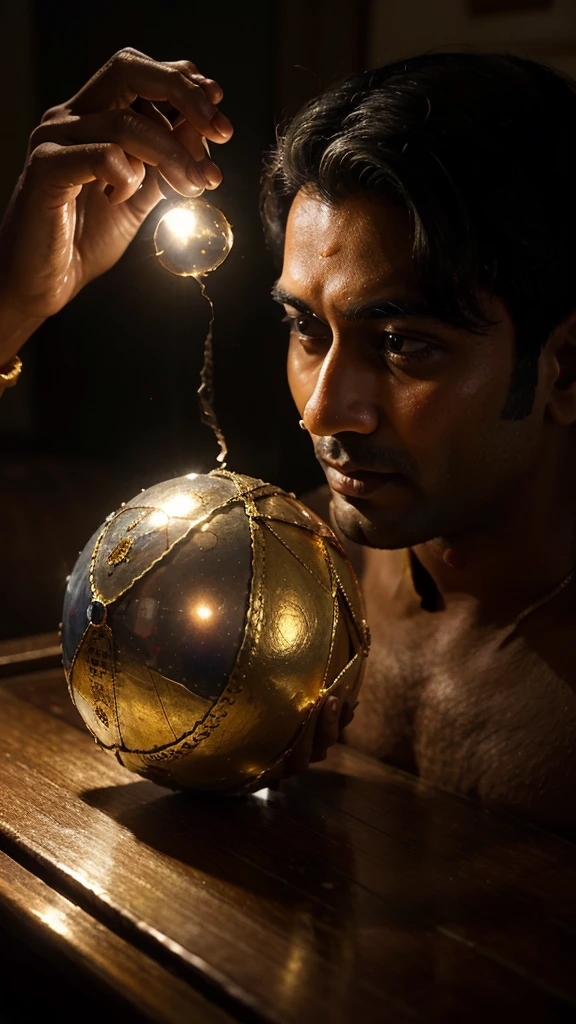The gem was strangely shiny and seemed to have a magical power. Rahul realized that this was no ordinary gem. He returned home and told his grandfather. Grandpa laughed and said, "Wow! It's very old. Legend has it, its owner gets magical powers."