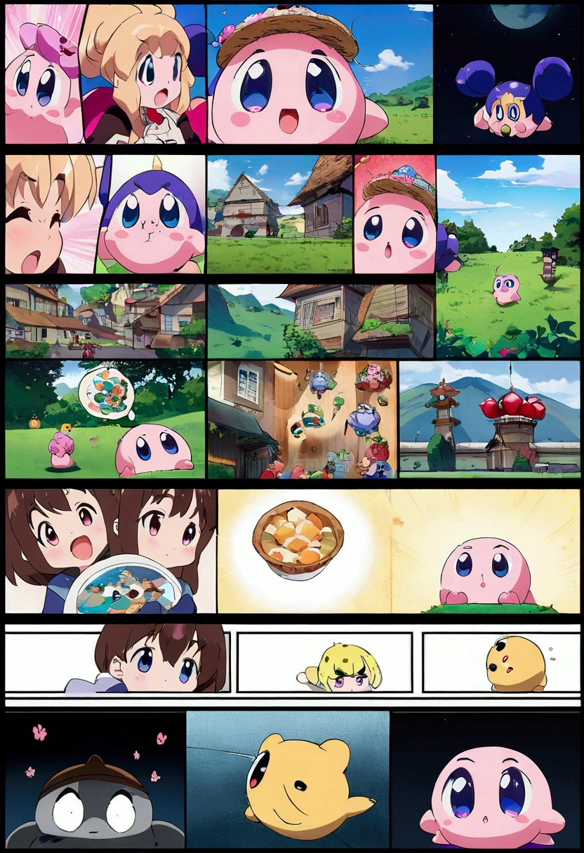 (Best Quality,masutepiece:1.2), In the style of Jack Kirby 60's, (Anime style,Comic Core:1.1), A compilation of cuteness, storyboard