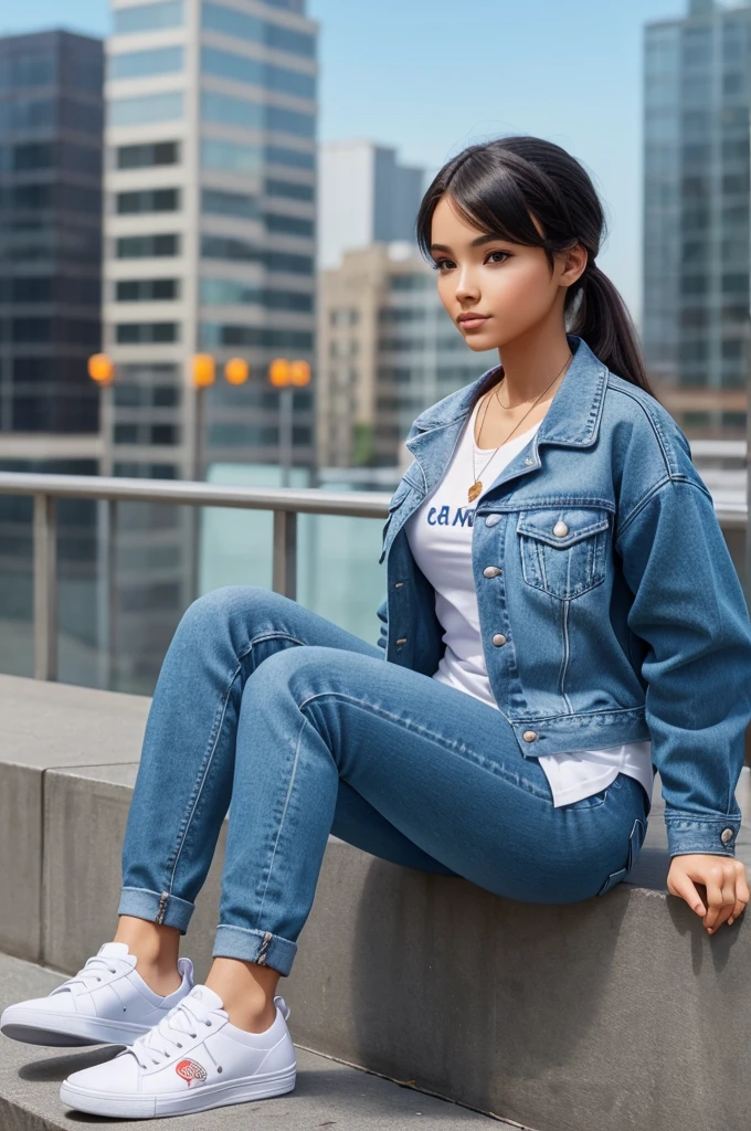 
Create a 3D illustration of an animated character sitting casually on top of a social media logo “name social media”. The character must wear casual modern clothing such as jeans jacket and sneakers shoes. The background of the image is a social media profile page with a user name “name” and a profile picture that match.
