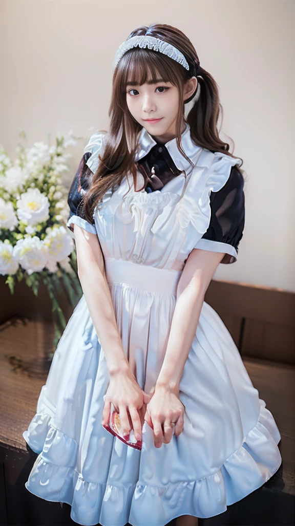 ((Masterpiece,Highest quality,Highest quality,8K,16K,Ultra-high resolution,極めてdetailed,detailed)),(Japanese,Maid,Servant),Beauty,Slender,sexy,D Cup,Narrow waist,Long, slender legs,Bedroom,Large windows,Curtains fluttering in the wind,