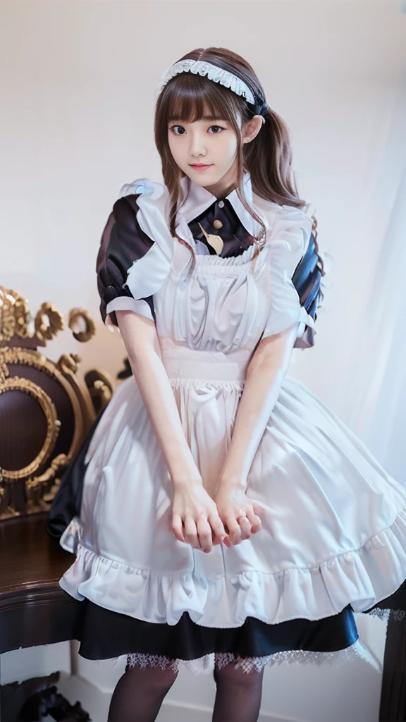 ((Masterpiece,Highest quality,Highest quality,8K,16K,Ultra-high resolution,極めてdetailed,detailed)),(Japanese,Maid,Servant),Beauty,Slender,sexy,D Cup,Narrow waist,Long, slender legs,Bedroom,Large windows,Curtains fluttering in the wind,