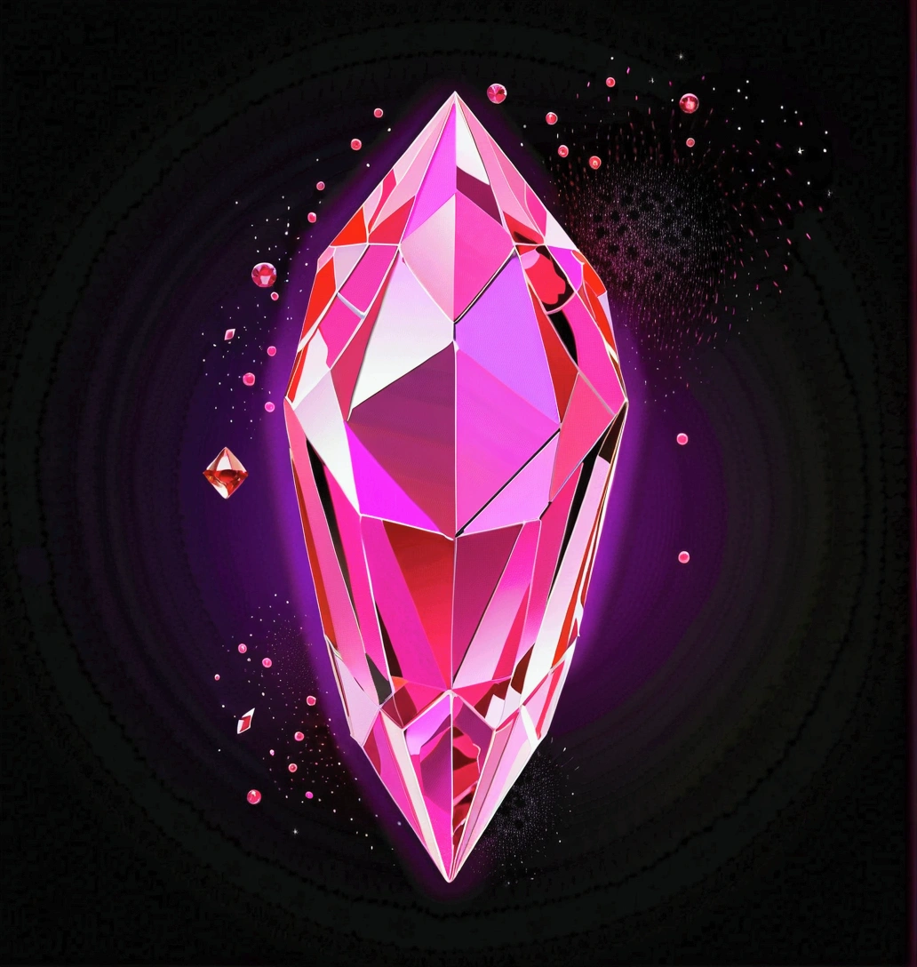 colorful 3d ruby on black background art