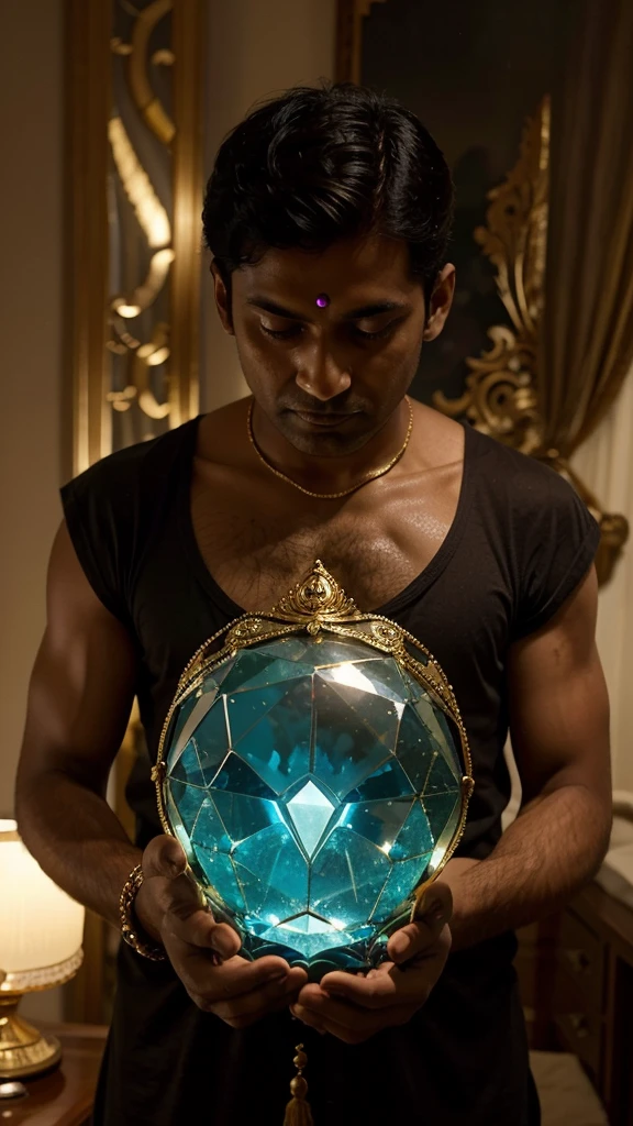 The gem was strangely shiny and seemed to have a magical power. Rahul realized that this was no ordinary gem. He returned home and told his grandfather. Grandpa laughed and said, "Wow! It's very old. Legend has it, its owner gets magical powers."