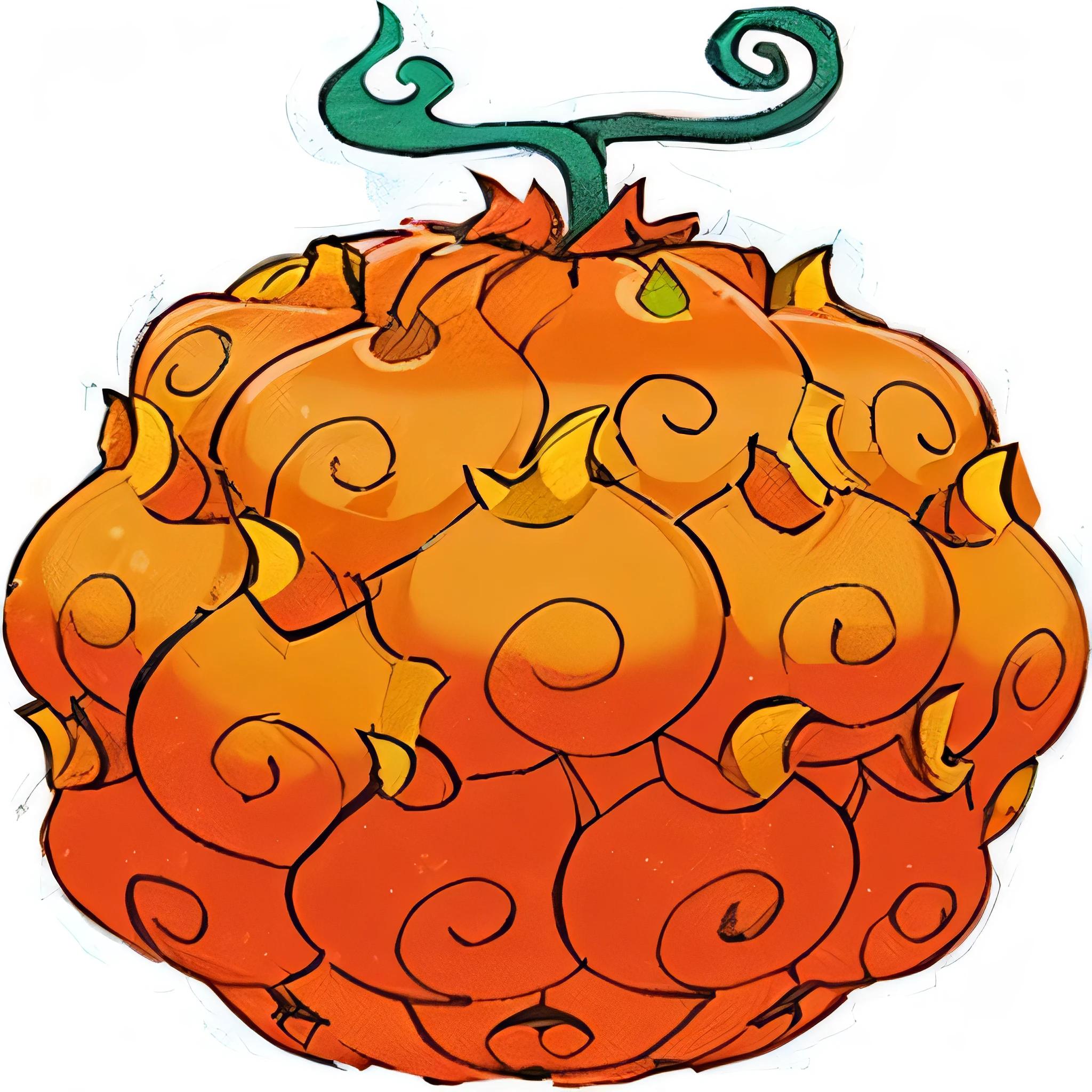 a close up of a cartoon fruit with a green sticker on it, gourd, she is a gourd, blazing infero, coloured in orange fire, fireball, fiery coloring, poofy, crown of fire, firey, often described as flame-like, in the world of adventure time, flame, orange fluffy belly