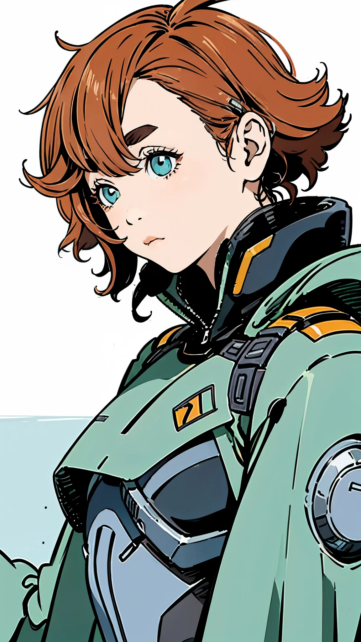 Thread Mail、Upper Body、Simple Background、up、Pilot Suit、