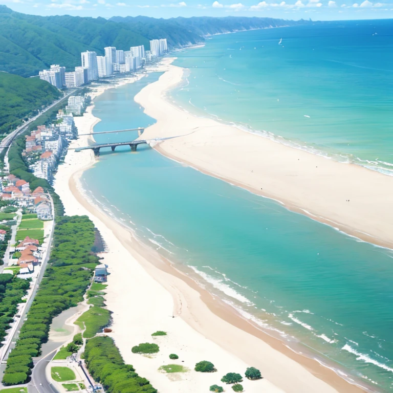 Flat Color、Flat Shadows、Beachside,summer,blue sky,Baiyun,refresh,Vibrancy,Rolling Sea,coastline,
