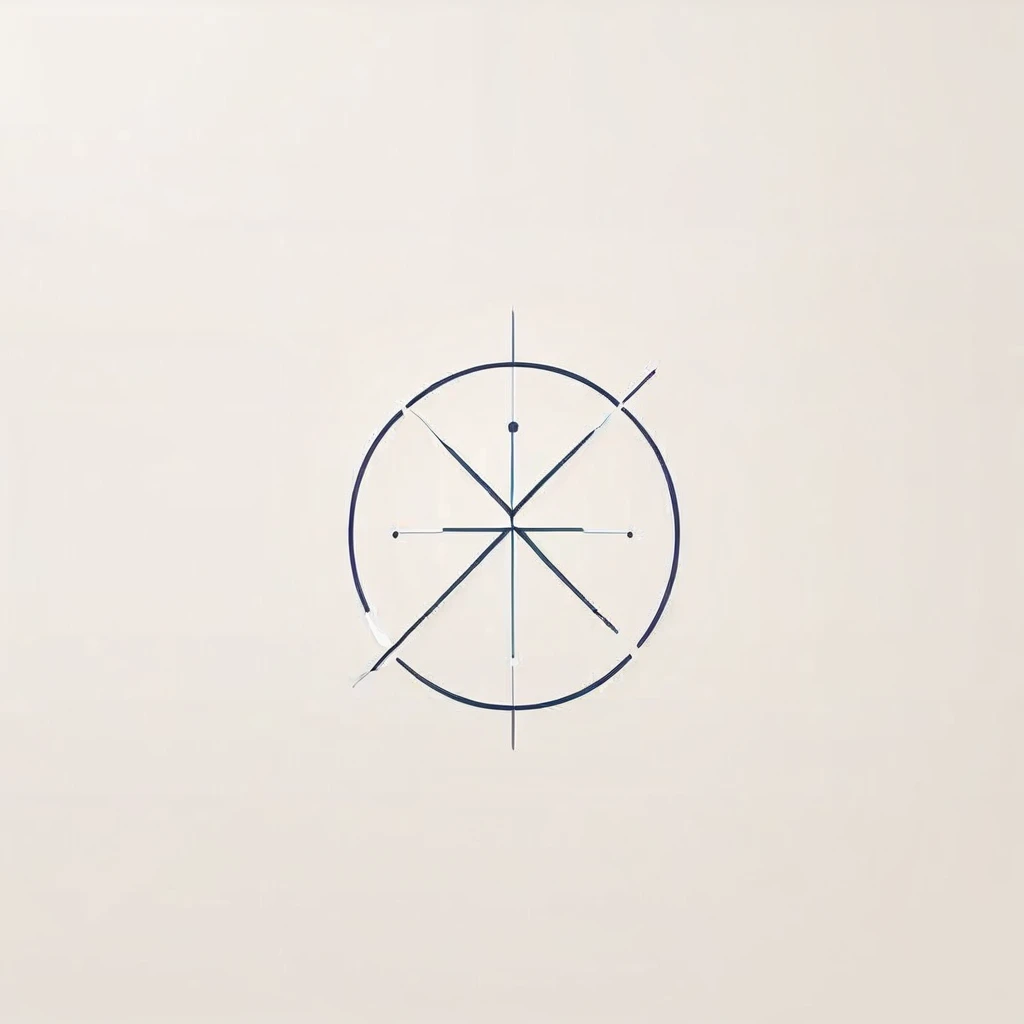 Geometric  abstract logo, simplicity, vector, minimal, symmetry words written underneath : rin creatives 