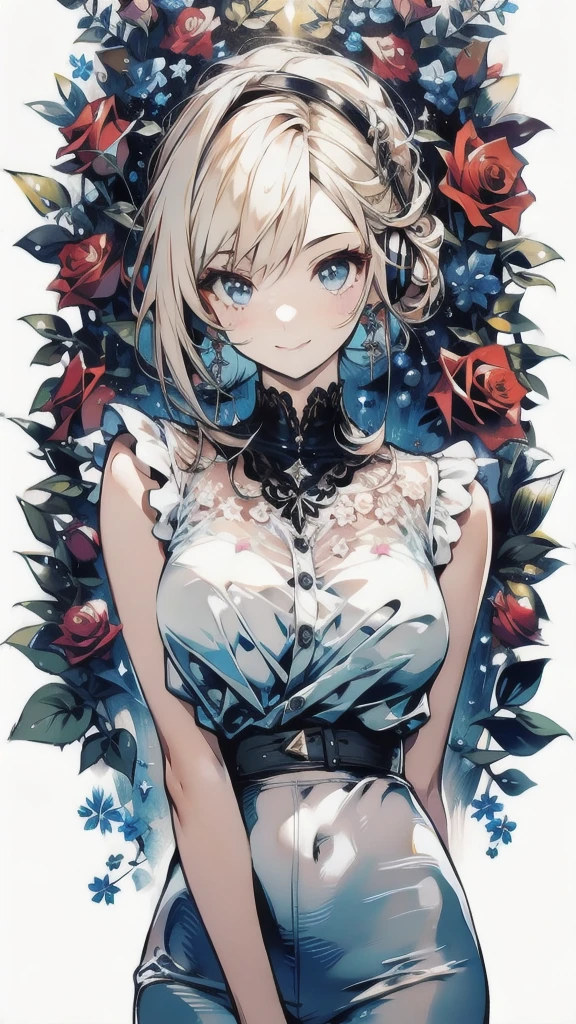 ((masterpiece, best quality)),singer,Note,Rose,earphone,Detailed face,Smile,whole body,Perfect body proportions,modern,Plush,Fun,sexly,extremely beautiful,Note装饰,transparent,