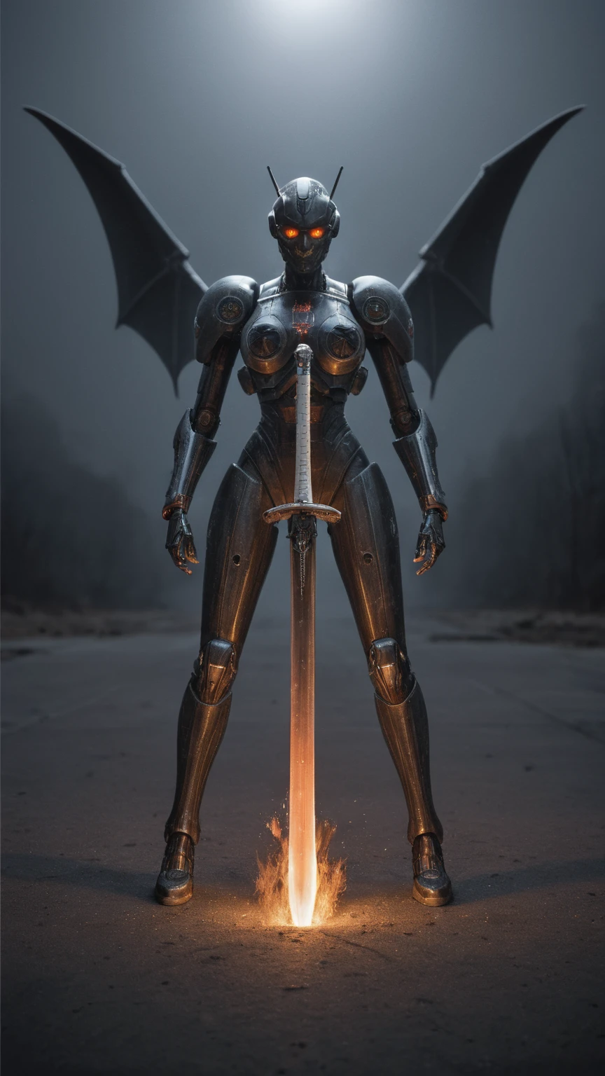 realistic,score_9, score_8_up, score_7_up, 
 Cyberpunk helllady warrior in neon mecha armor, female swordsman holding a sword in a pool, solo, 1sword, Luminescence’s light eyes, Devil’s Wings, wide-angle lens, biology, weird, creepy, nightmarish, light particles, Luminescence, best photo of the year winner, the world on fire, post-apocalyptic hellscape, military photography, epic photo of the year on the horizon, epic movie shots, pure form, intricate details, 8k, post-production, high resolution, super detail, anatomical correct,