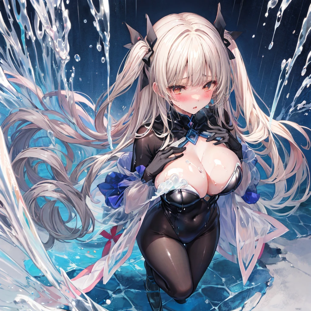 Full body black rubber suit My body is wet with rain Covered in mucus anime Figure skater The entire body has a metallic sheen. Blonde long hair soaking wet in the pouring rain Black, extra long gloves that become transparent when wet Wet and transparent black leotard Black Pantyhose Scared I am going to cry Embarrassing Big breasts that will tear your clothes Very large breasts Extremely distended breasts Huge breast swelling cute Pathetic clear Small eyes Droopy eyes Pale pink rouge Royal City Underground Old bed hair band Wet and see-through black bodysuit Black See-Through mucus all over the body Wet lips Sweat gushes out from all over the body Mucus pulls strings Shiny with lotion Embarrassing Blushing White Wet 大量のWhite Wet