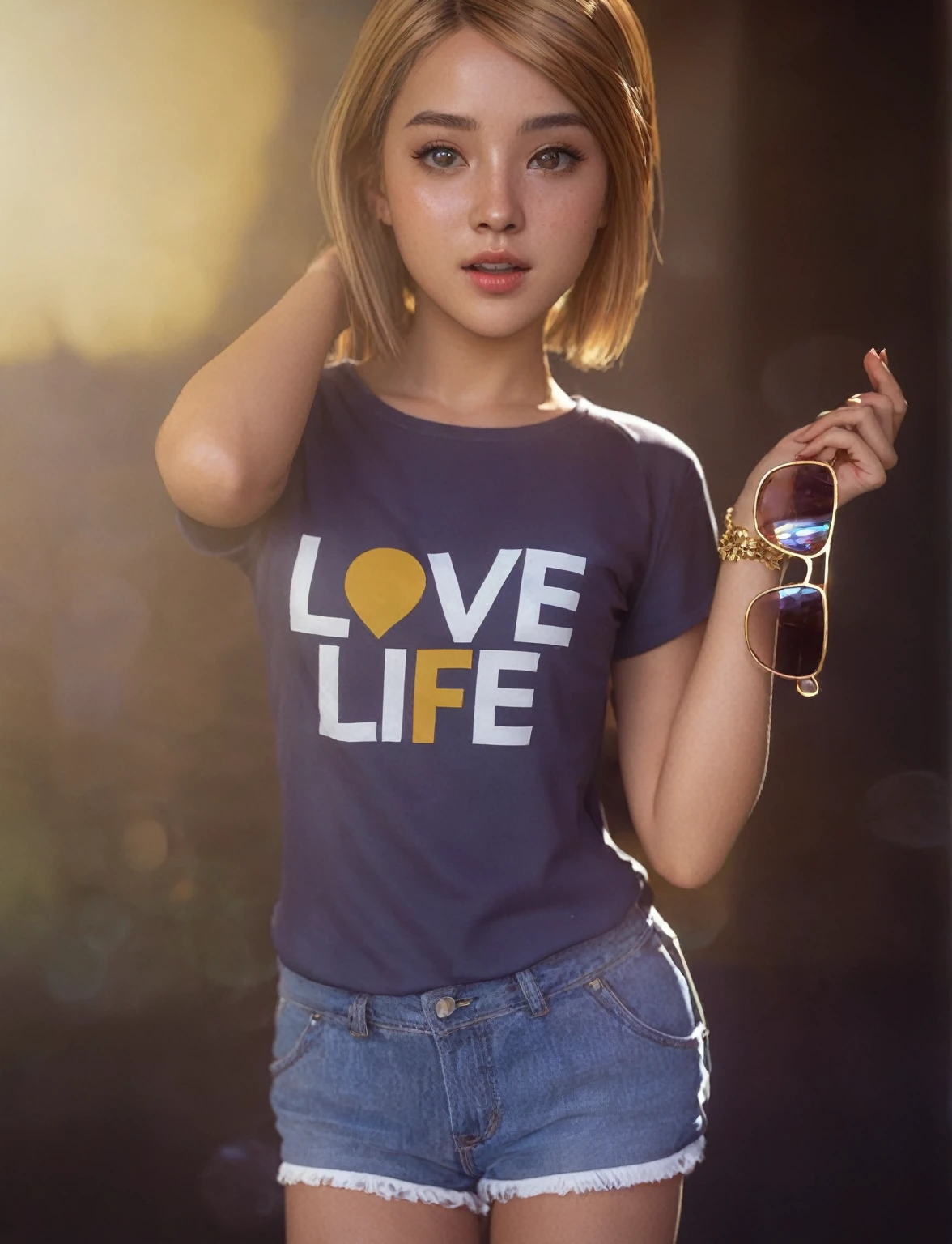 American girl, 18-years old, (realisitic: 1.3), finely detailled, 品質, (Masterpiece artwork: 1.2), (fotorrealisitic: 1.2), (melhor 品質), (skin detailed: 1.3), (details Intricate), dramatic, ray tracing, fot, Bathed in shadows, visual novel, Hopeful, Moonlight, film grain, Kodak gold 200, Depth of field 100mm, flickr
