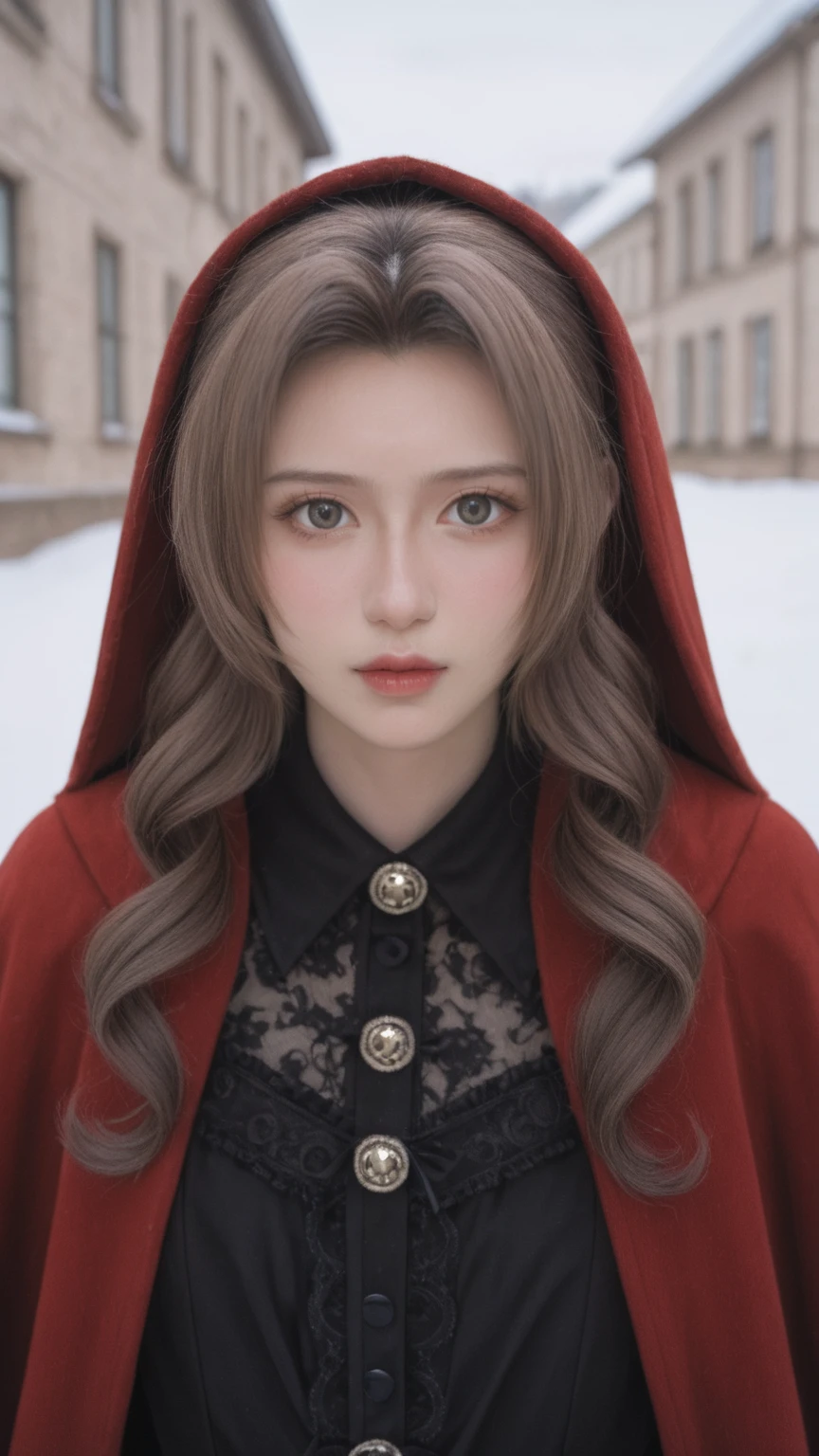 realistic,score_9, score_8_up, score_7_up,
Hide face with sadness, Lolita costume, Lace, Aerith Gainsborough, upper body, undergarments, exposed bare shoulders, outside, covered with snow, cloak, high quality, Adobe Lightroom, high detail skin,
