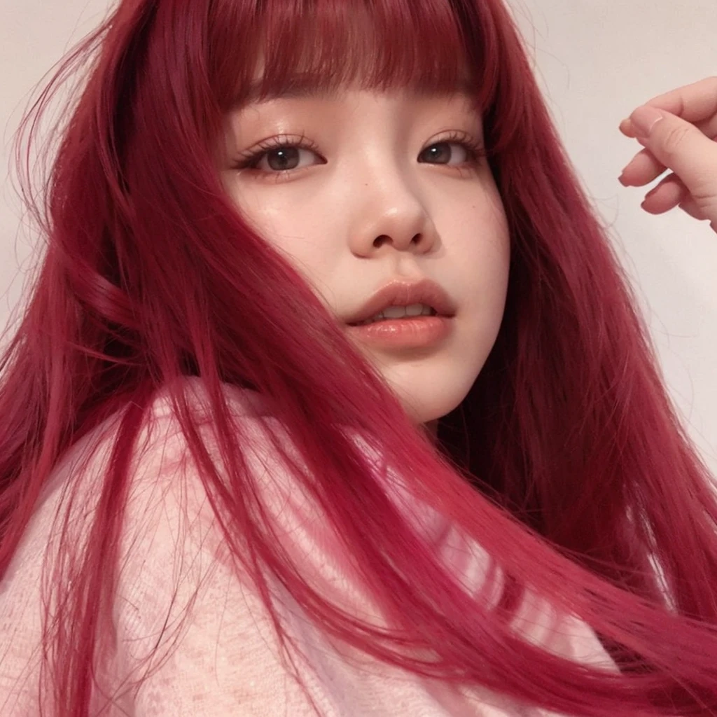 Jennie Kim with red hair