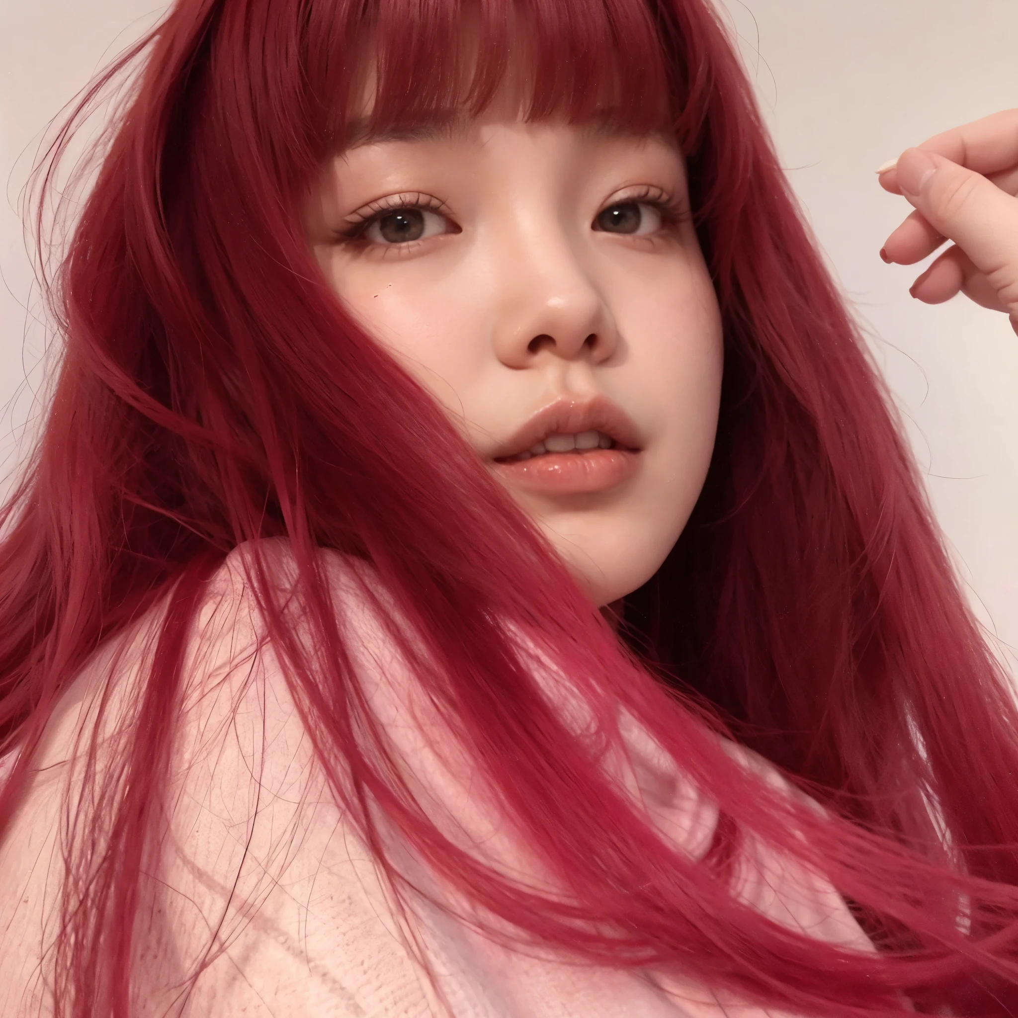Jennie Kim with red hair
