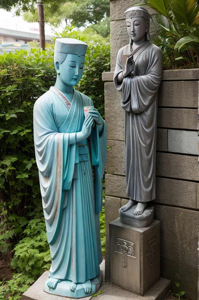 Jizo statue drinking Smirnoff Ice