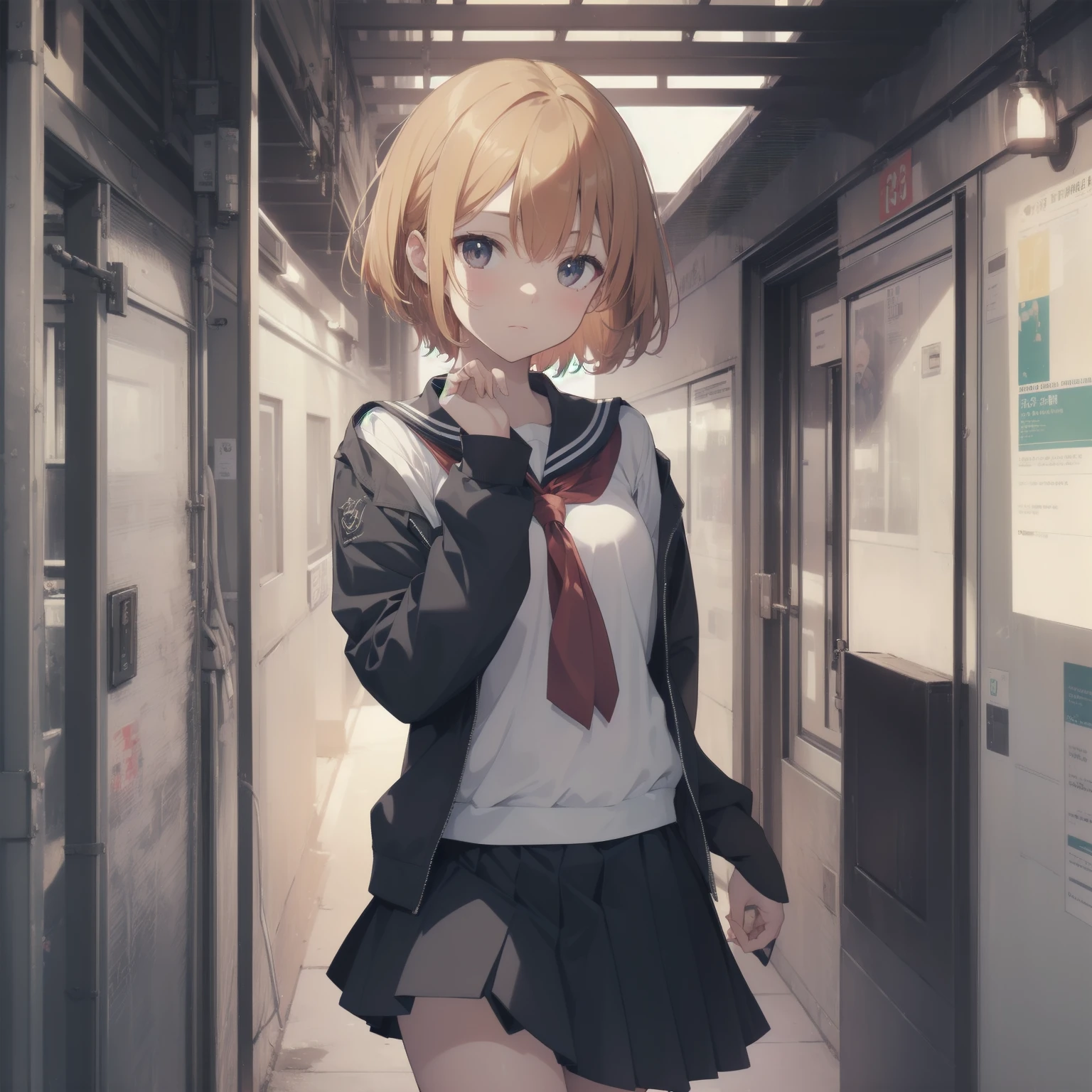 ultra-absurdres-Top quality by artist God, ultra-detailed, high resolution, anime moe artstyle, best anime 8k konachan wallpaper, pixiv contest winner, pool:2810, perfect anatomy,break, 1girl, (Please draw a girl walking sleepily to school alone. )break,(Solo,little female, 13-year-old:1.3),Full limbs, complete fingers,a junior high school student, (very short hair), short cut, flat chest, , small butt, small black eyes, beautiful detailed eyes, well-proportioned iris and pupils, expressive eyes, highres detailed hair, soft expression, salor school_uniform, sailor collar, serahuku, bow, pleated skirt,(Detailed Lighting), (Detailed background), in the School commute route. break,super detailed skin, Best cinematic lighting powered by famous artist, 8k,beauty illustration,photoshop_(medium),very aesthetic,break,((artist:miyo_(ranthath) )), artist:clamp ,artist:carnelian ,artist:kantoku ,