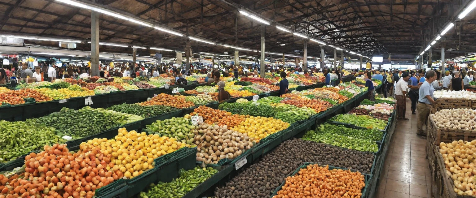 Hyperrealistic photograph of the Municipal Market of Sao Paulo, also called Mercadao, in the future