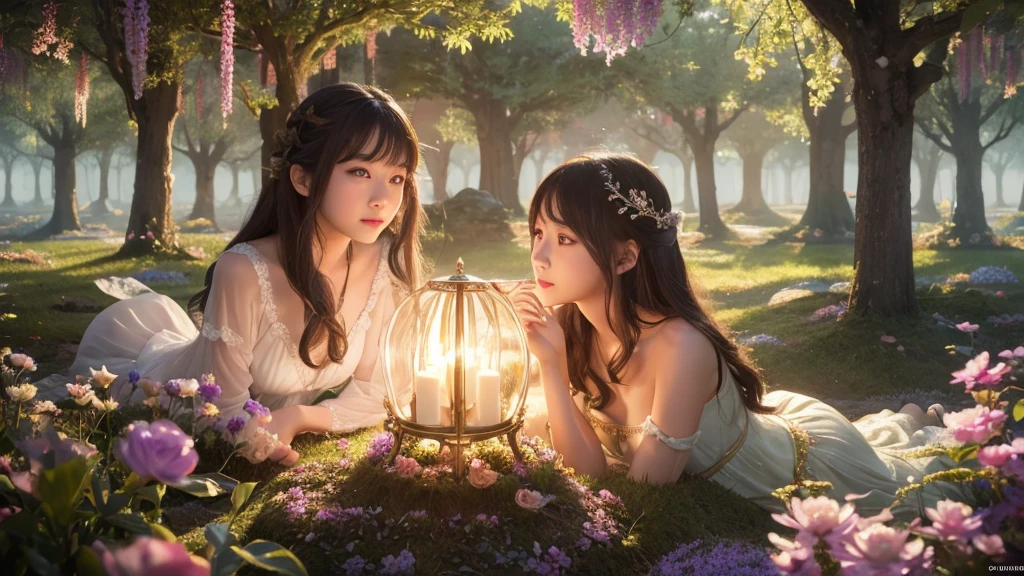 1920×1080、Photogenic reality、Delicate depiction、heaven、Fantasy、A world of light、magic、In the fantasy forest、Wrapped in dazzling light、眩Shiiほどの黄金色の光が降り注ぐ、god々Shii、Fantasy、cute、Beauty、Adult female、Big Eyes、女godの風格、一人の美Shii美の女godの全身の画像を作ってください