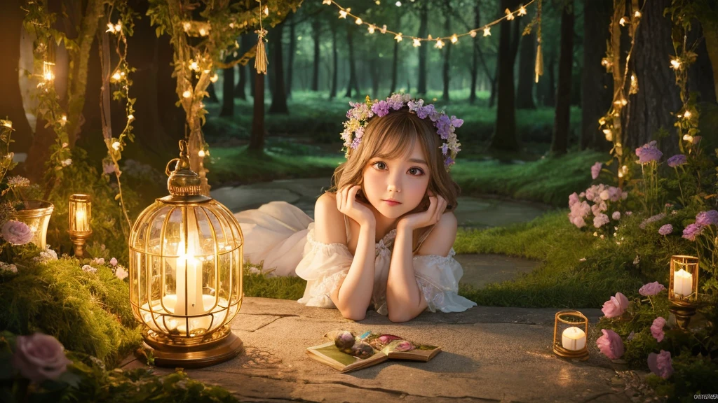 1920×1080、Photogenic reality、Delicate depiction、heaven、Fantasy、A world of light、magic、In the fantasy forest、Wrapped in dazzling light、眩Shiiほどの黄金色の光が降り注ぐ、god々Shii、Fantasy、cute、Beauty、Adult female、Big Eyes、女godの風格、一人の美Shii美の女godの全身の画像を作ってください