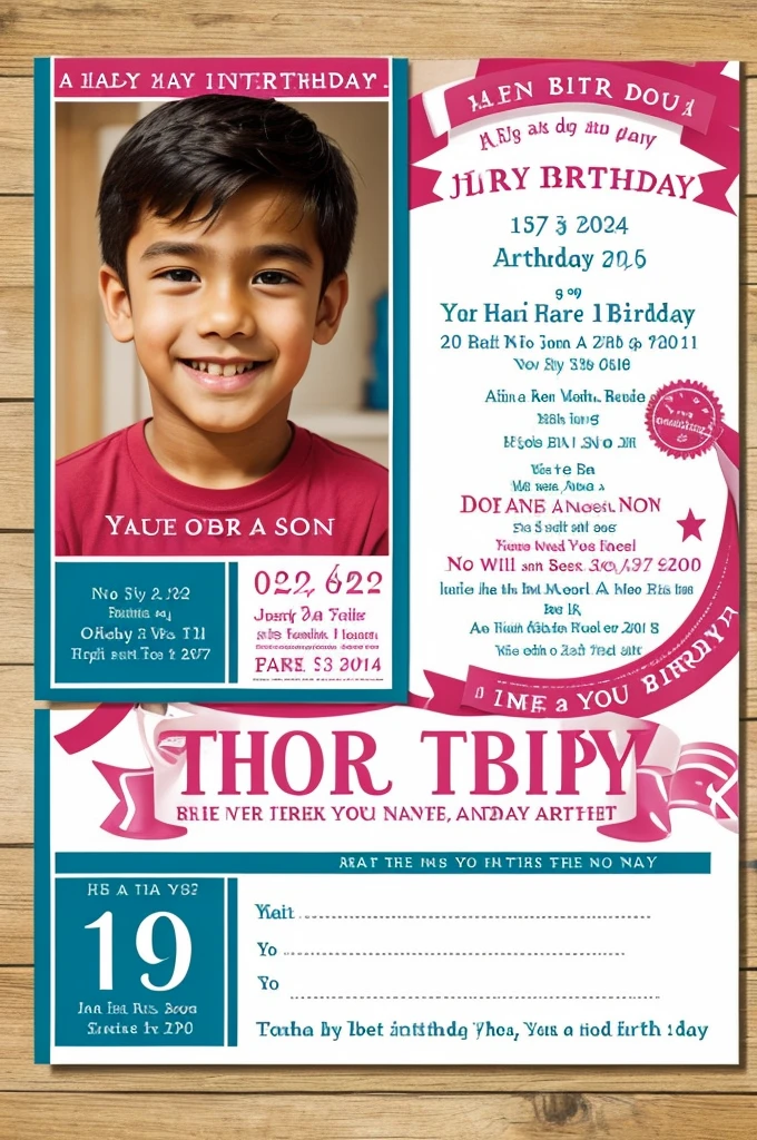 A birthday invitation with no address, no date, no name of the birthday boy and no time.