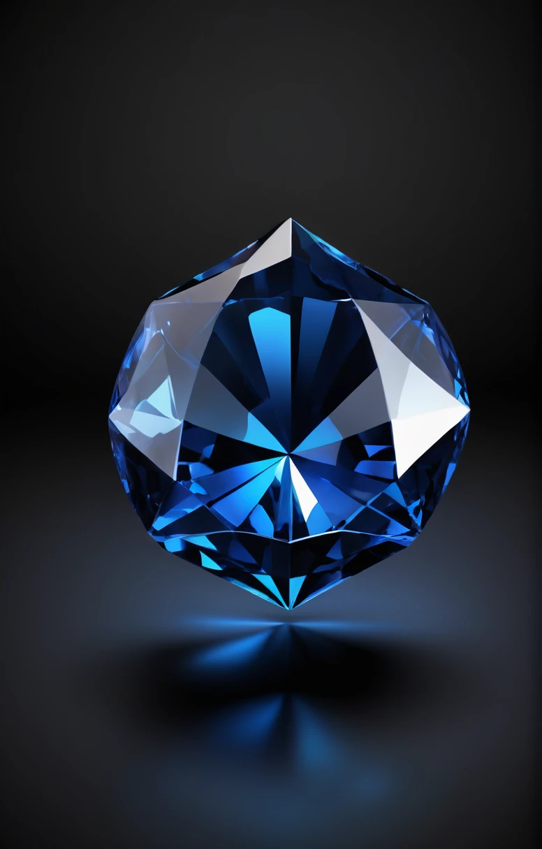 3D sapphire blue icon on black background