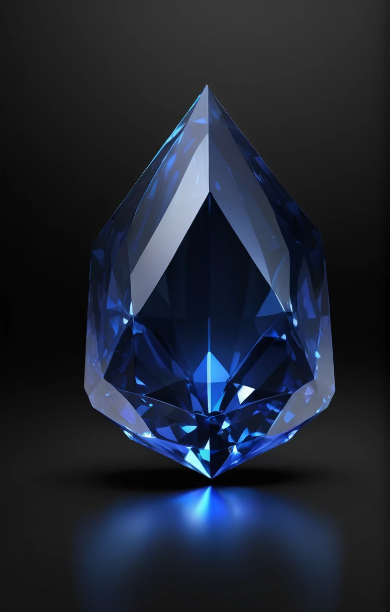 3D sapphire blue icon on black background