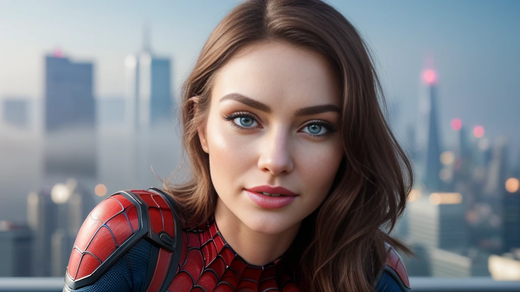 (1boy:1.3), Solo, (((Very detailed face)))), ((Very detailed eyes and face)))), cool look detail eyes, Body parts__, Official art, Unified 8k wallpaper, Super detailed, beautiful and beautiful, beautiful, masterpiece, best quality, original, masterpiece, super fine photo, best quality, super high resolution, realistic realism, night light, full body portrait, amazing ,shocking pose, delicate face, vibrant eyes, (from the front), She wears Spider-Man suit, red and black color scheme, spider, very detailed city roof background, rooftop, overlooking the city, detailed face, detailed complex busy background, messy, gorgeous, milky white, highly detailed skin, realistic skin details, visible pores, clear focus, volumetric fog, 8k uhd, DSLR, high quality, film grain, fair skin, photo realism, lomography, futuristic dystopian megalopolis, translucent