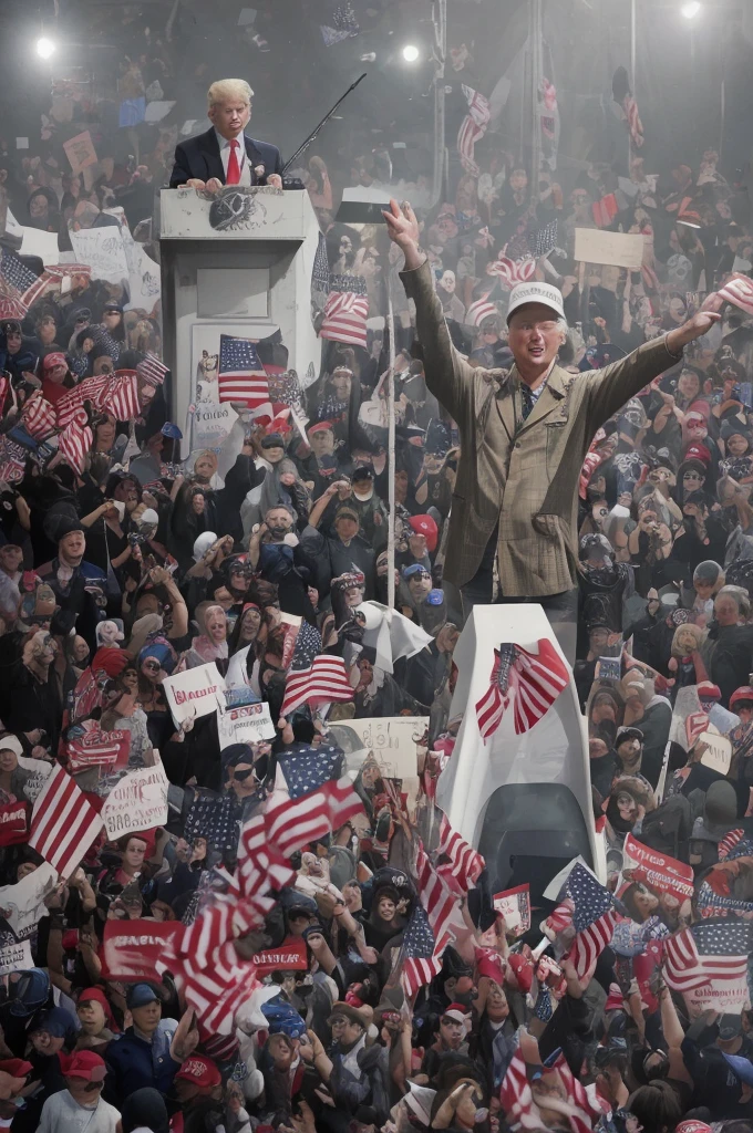Former US President Donald Trump make america great again victory rally