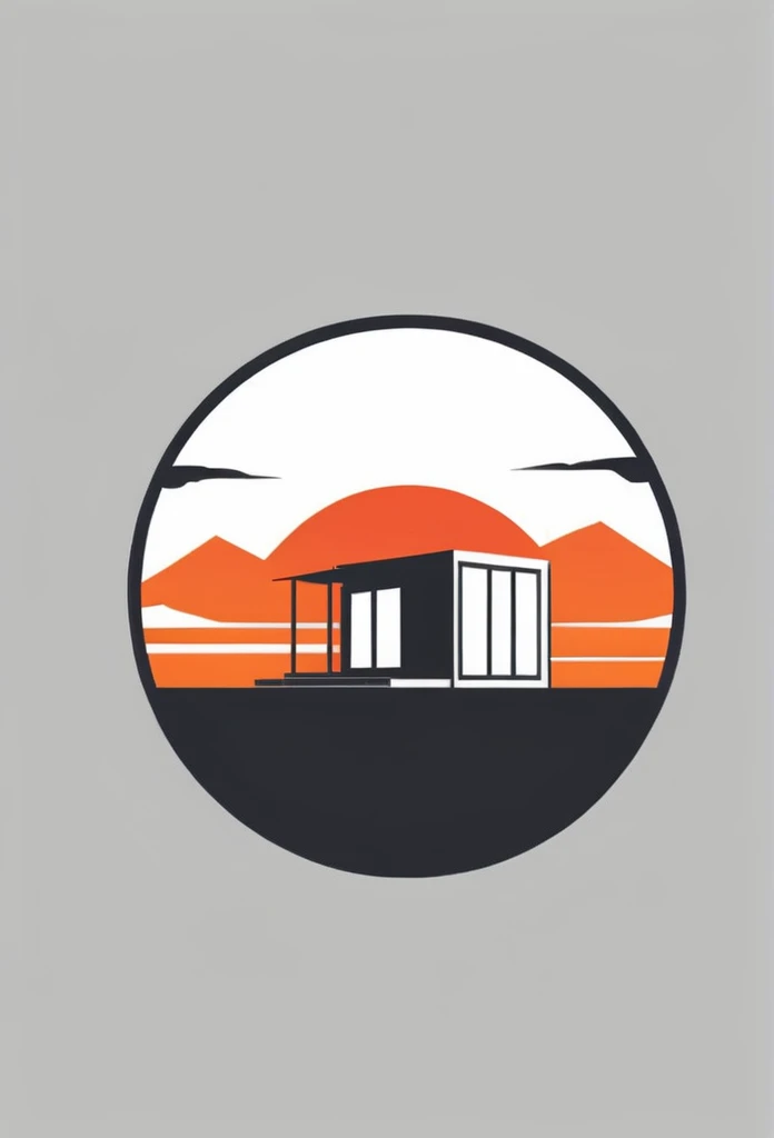 a stylish logo for the construction industry
Logo of a square container that is long next to a Japanese one-story house
Pretty cool
chic and modern design
The orange sunset is withering in the container's design sky
use gray as one's logo
A logo with a cool Japanese-style square container drawn inside a circle-shaped logo
The logo is monotone in white, black and gray
Only the sky above the house is designed to be orange
White background