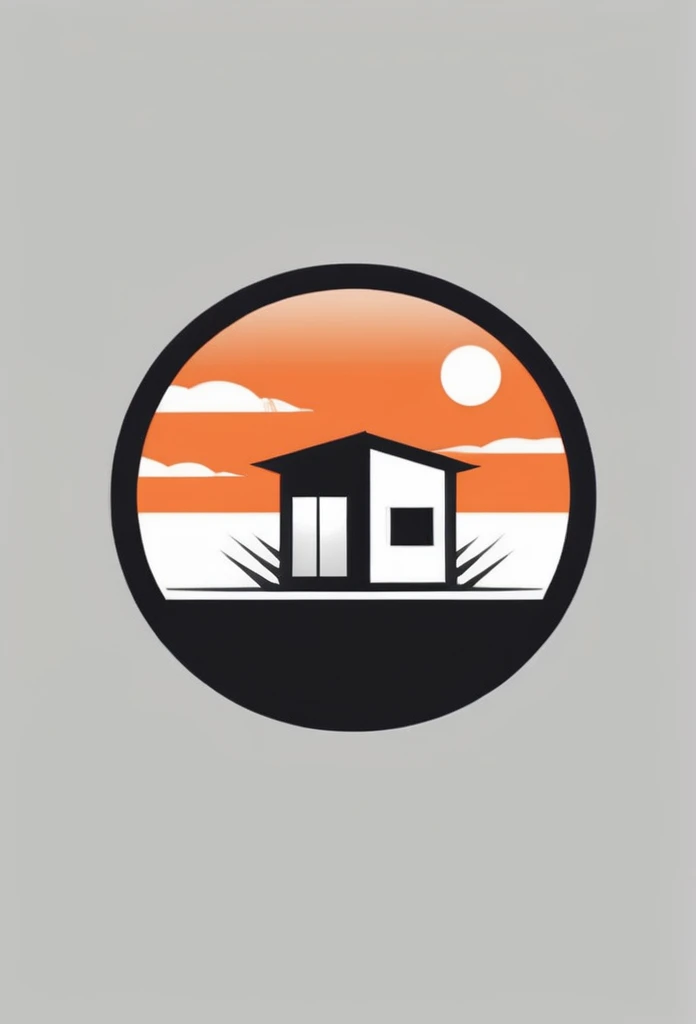 a stylish logo for the construction industry
Logo of a square container that is long next to a Japanese one-story house
Pretty cool
chic and modern design
The orange sunset is withering in the container's design sky
use gray as one's logo
A logo with a cool Japanese-style square container drawn inside a circle-shaped logo
The logo is monotone in white, black and gray
Only the sky above the house is designed to be orange
White background
