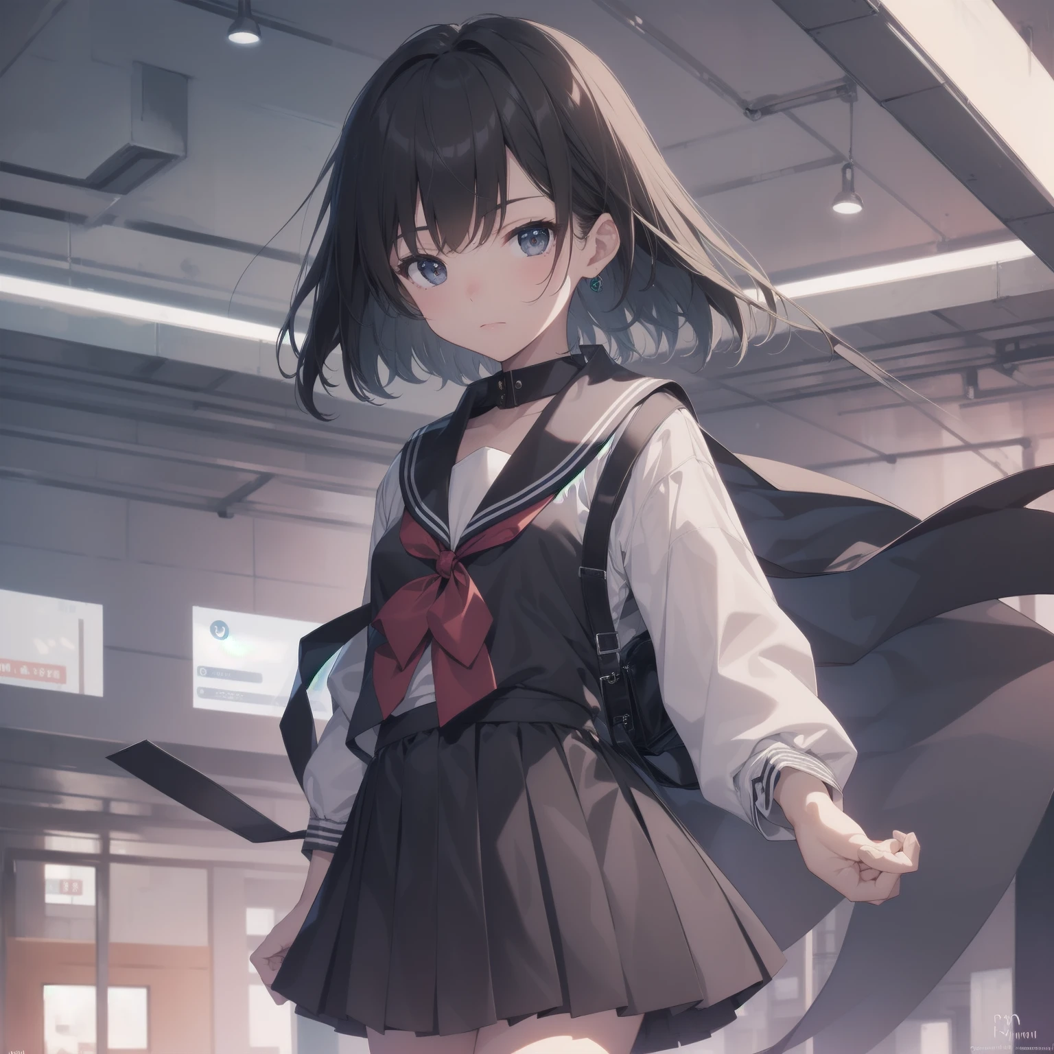 ultra-absurdres-Top quality by artist God, ultra-detailed, high resolution, anime moe artstyle, best anime 8k konachan wallpaper, pixiv contest winner, pool:2810, perfect anatomy,break, 1girl, (Please draw a girl walking sleepily to school alone. )break,(Solo,little female, 13-year-old:1.3),Full limbs, complete fingers,a junior high school student, (very short hair), short cut, flat chest, , small butt, small black eyes, beautiful detailed eyes, well-proportioned iris and pupils, expressive eyes, highres detailed hair, soft expression, salor school_uniform, sailor collar, serahuku, bow, pleated skirt,(Detailed Lighting), (Detailed background), in the School commute route. break,super detailed skin, Best cinematic lighting powered by famous artist, 8k,beauty illustration,photoshop_(medium),very aesthetic,break,((artist:miyo_(ranthath) )), artist:clamp ,artist:carnelian ,artist:kantoku ,