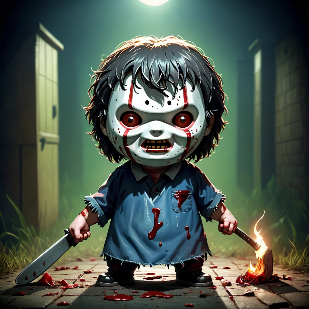 the most famous slashers in horror films in a chibbi version