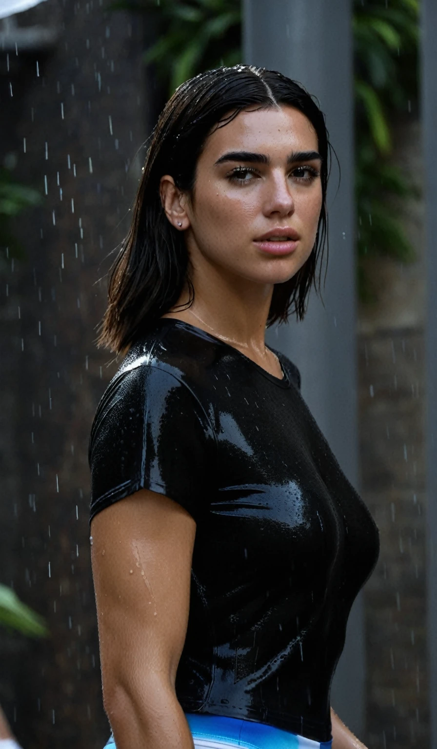  high quality  Erotic portrait  paparazzi photo ,  (gorgeous celebrity , woman, DuaLipa, dua lipa, duxlipa, female, singer, cute, vacation  side background , wet atmospheric , random click, random move photograph  , photorealistic , celebrity , woman ) sunbathing , topless , shiny breast ,shiny sweaty skin , sexualized move, erotic angles, sweaty  flat breas,t celebrity erotic photograph  , fit muscular figure , shiny sweaty skin, hollywood actress , fleshy muscular woman  , ( photorealistic natural lights, depth of field, detailed face , insanely detailed skin texture, hyper detailed features )