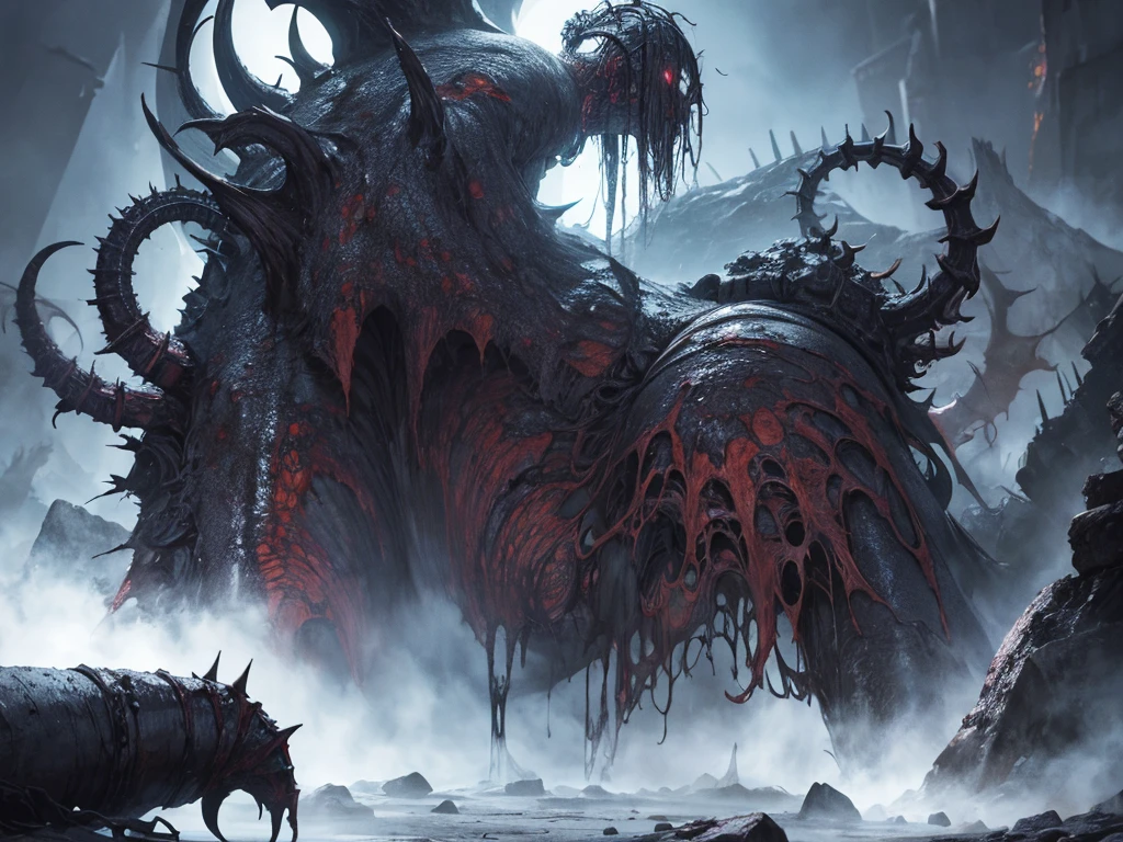 Transform nuts into eerie, horror-themed entities within a nightmarish scene. Utilize dark, atmospheric elements and fractal patterns inspired by the unsettling work of H.R. Giger.