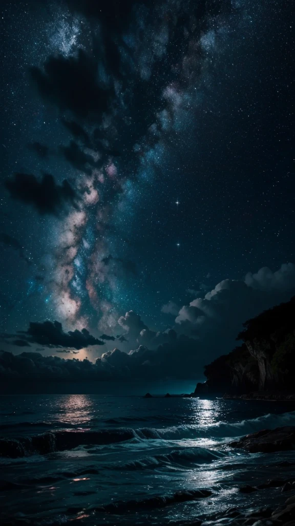 water, Ocean, night Sky, rain, coral reef, performer, Starfall, milky way